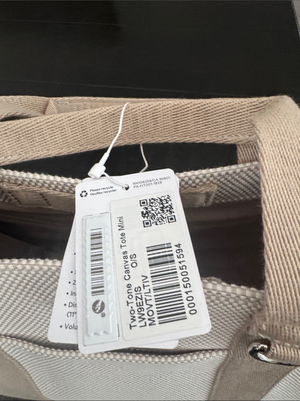 Lululemon two tone canvas tote mini 4.5L - Picture 6 of 6